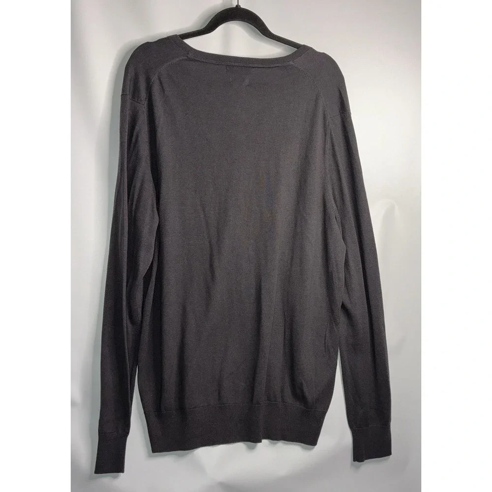 Banana Republic Luxury Blend Grey V-Neck Sweater Men's XL Silk Cashmere Cotton *